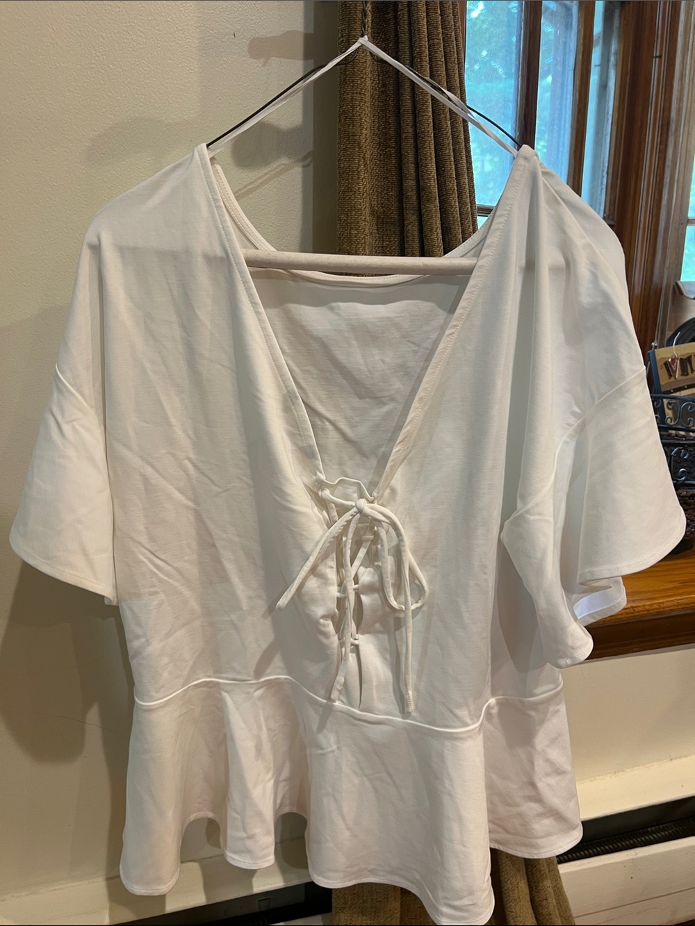 Banana Republic White Tie-Front Peplum Blouse
